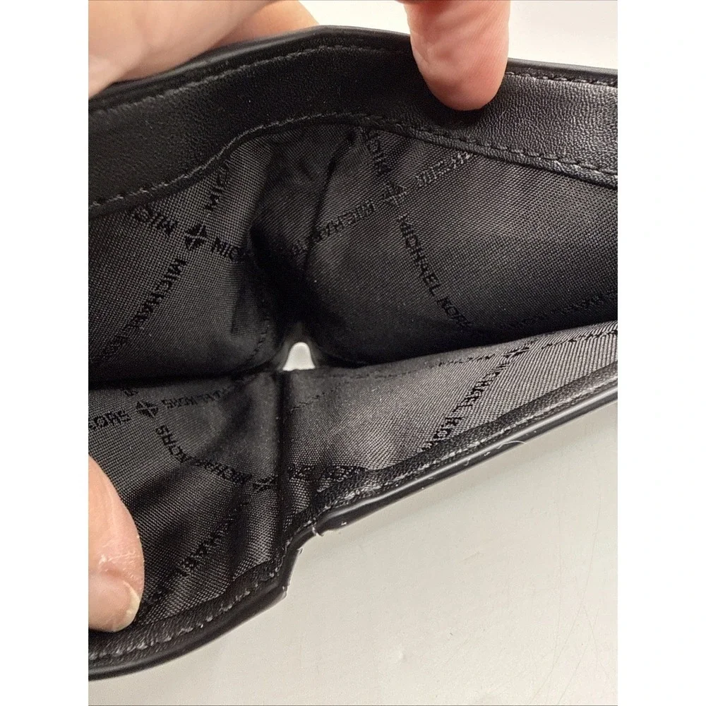 Michael Kors Jet Set Mens Slim Bifold Wallet ~ MK Logo ~ Black Gray